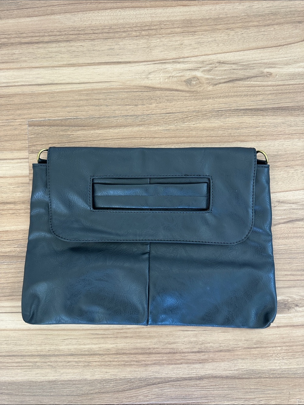 Classic Black Leather Envelope Clutch - Women's Bag